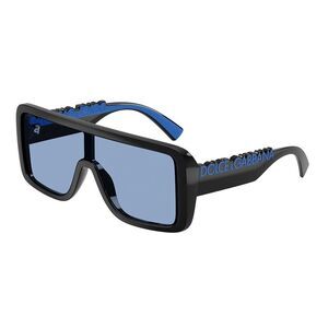 Dolce & Gabbana DG 6204 501/80 Black/Blue Plastic Rectangle Sunglasses Blue Lens